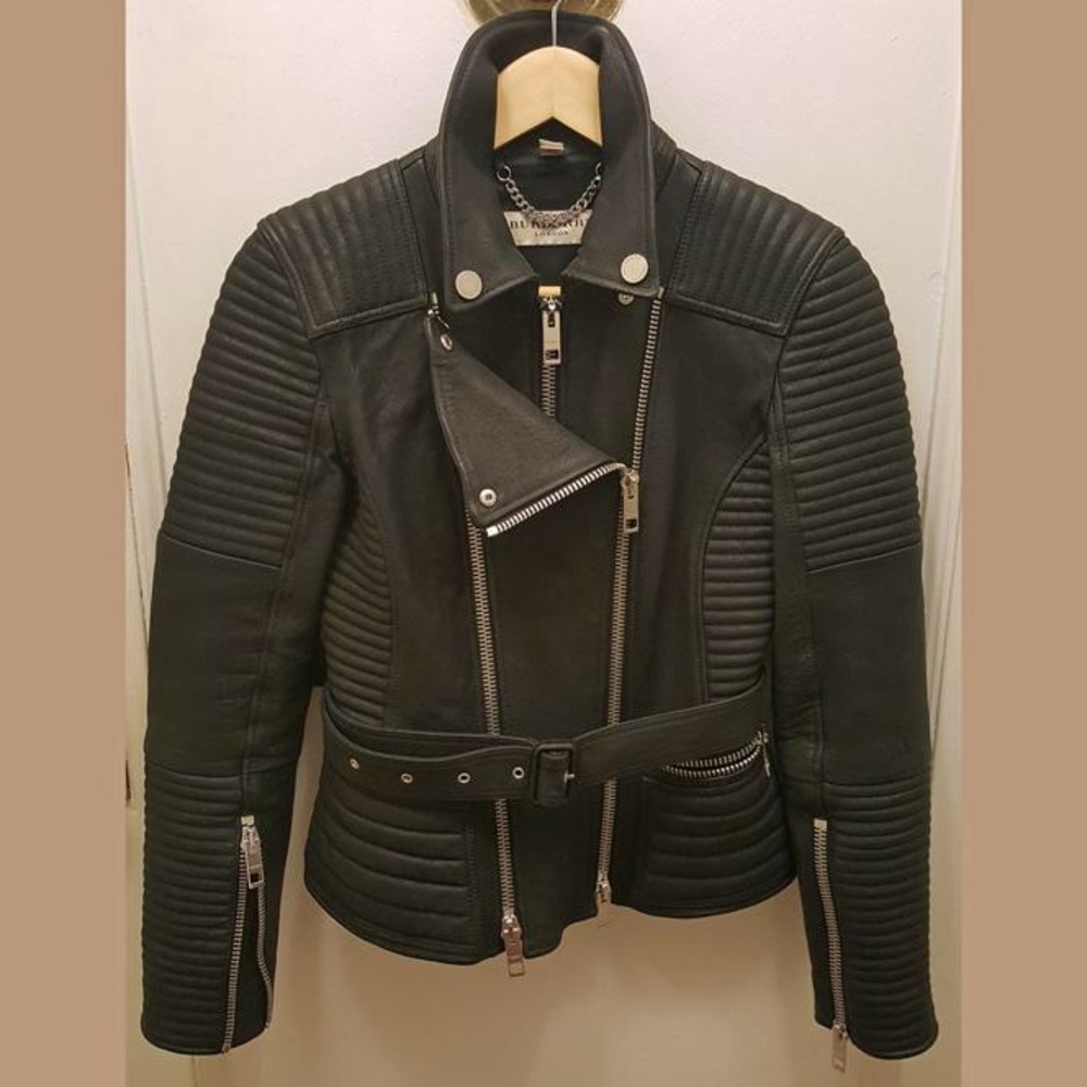 HOSTPICK !!! Burberry Moto  lamb Leather Jacket - Picture 3 of 9